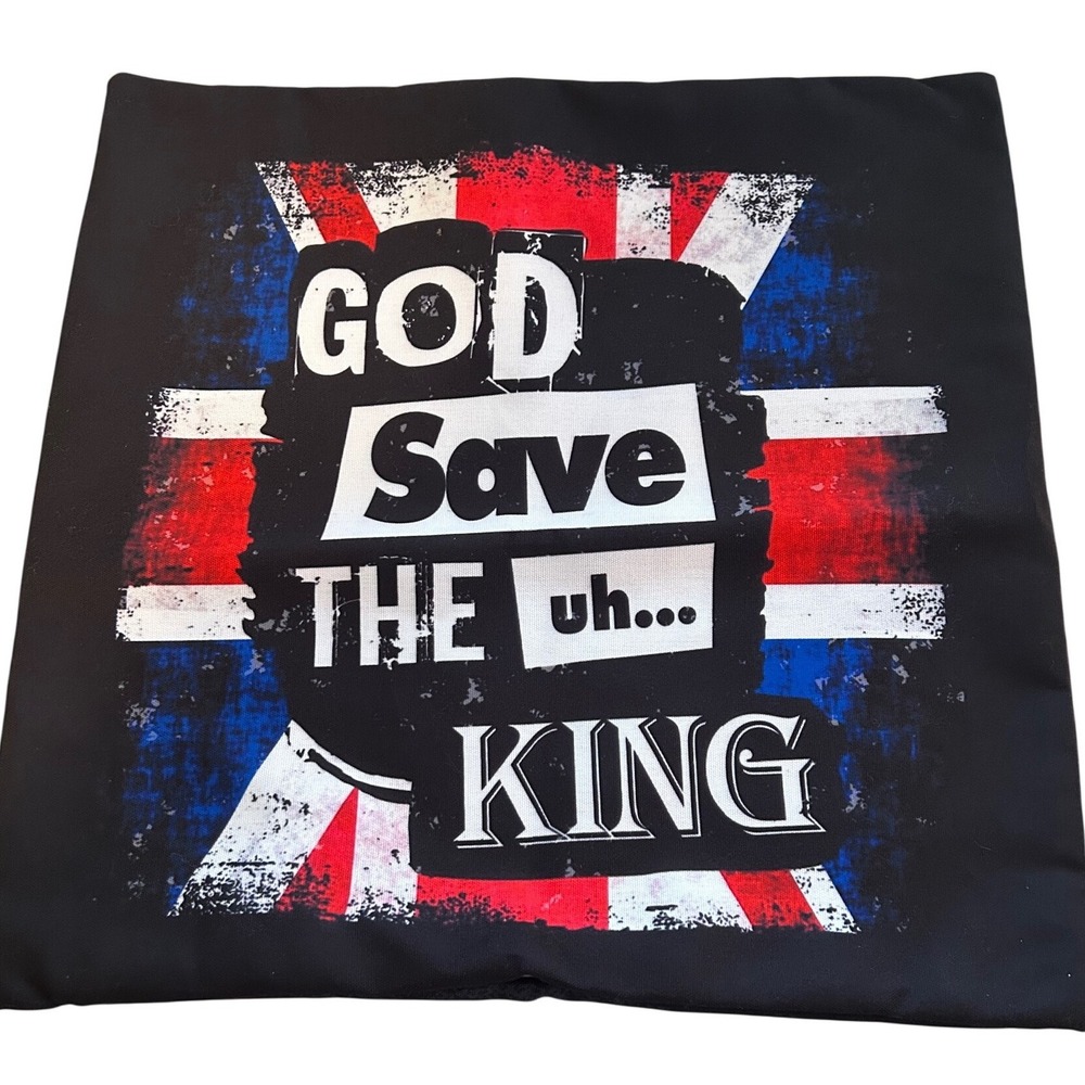 London Union Jack Pillow Cover God Save The King British Souvenir Decor 18x18"